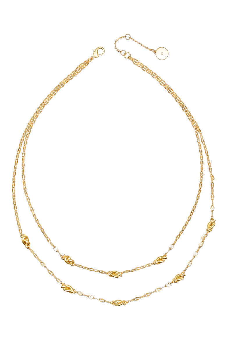 Knot Station Layered Necklace, Main, color, GOLDTONE