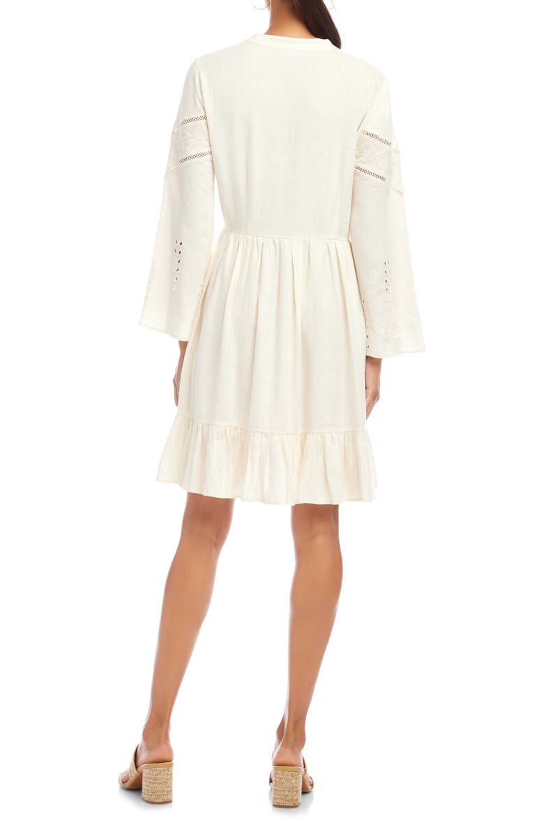Karen Kane Embroidery 
Eyelet Detail Long Sleeve Linen Blend Dress, Alternate, color, Cream