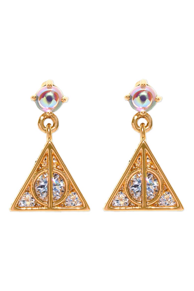 x Harry Potter™ Deathly Hallows Drop Earrings, Main, color, GOLD