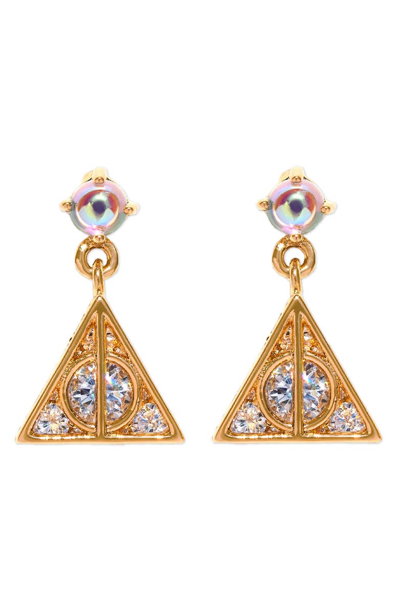 Girls Crew x Harry Potter<sup>™</sup> Deathly Hallows Drop Earrings, Main, color, Gold