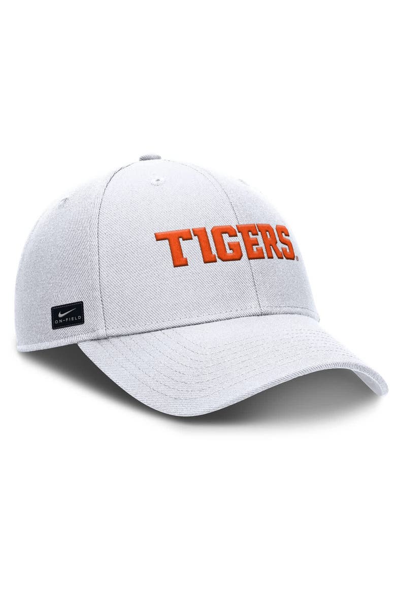 Men's Nike White Clemson Tigers 2025 On-Field Rise Performance Adjustable Hat, Alternate, color, White