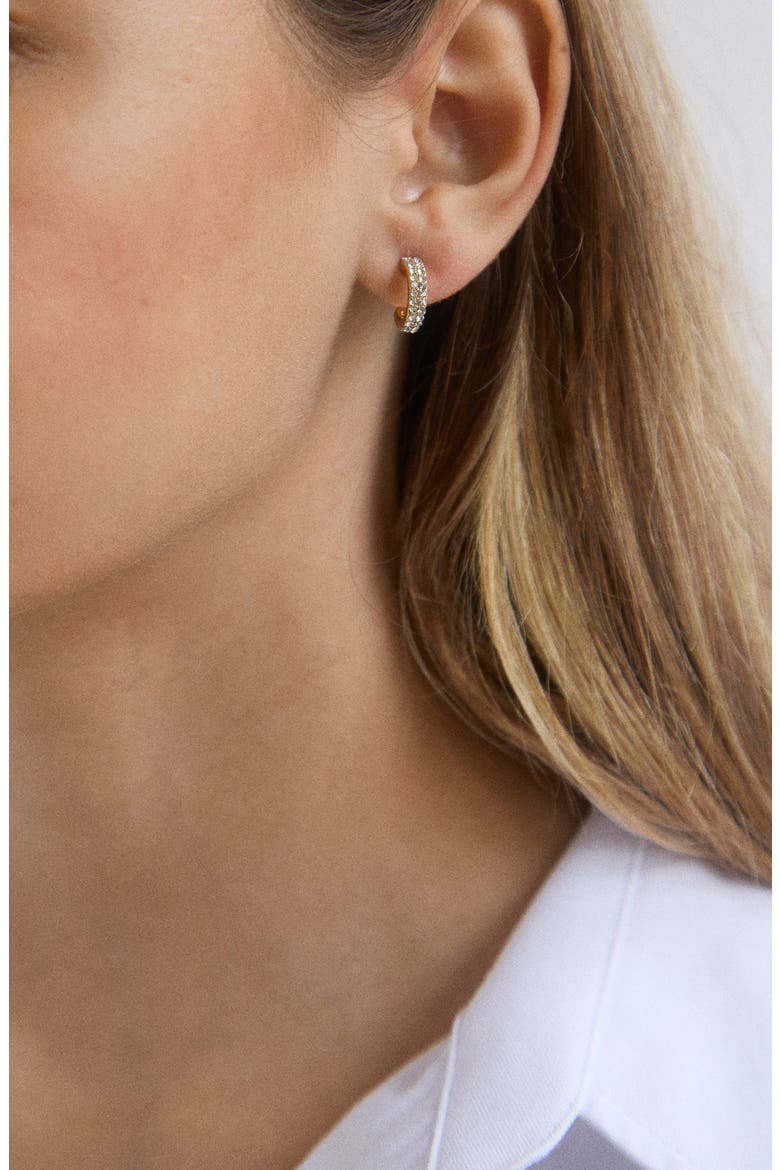 Claudia Set of 3 Crystal Huggie Hoop Earrings, Alternate, color, GOLD