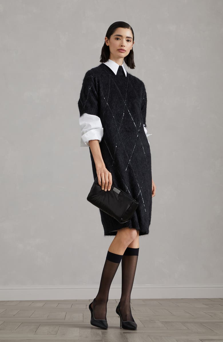 Brunello Cucinelli Dress with Dazzling Argyle Embroidery, Alternate, color,