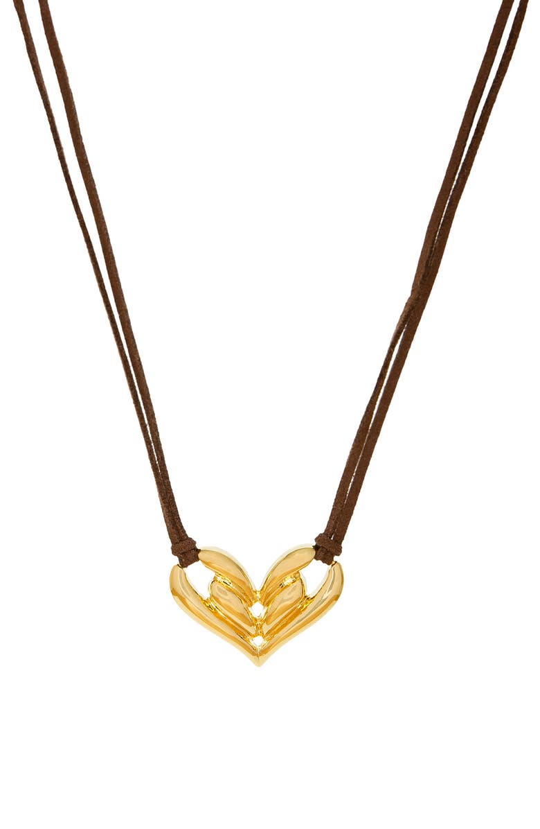 MARLYN SCHIFF Valentina Suede Necklace, Main, color, Gold Brown