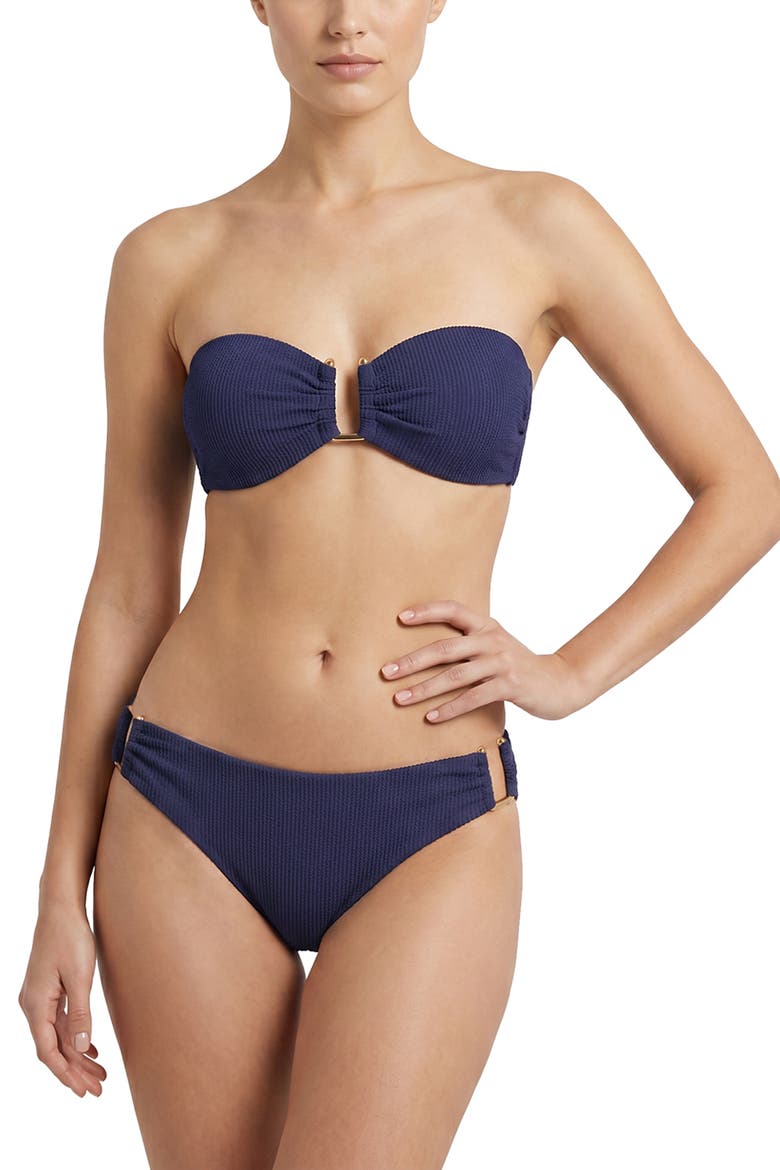 Gina U-Bar Bandeau Bikini Top, Alternate, color, Navy Texture