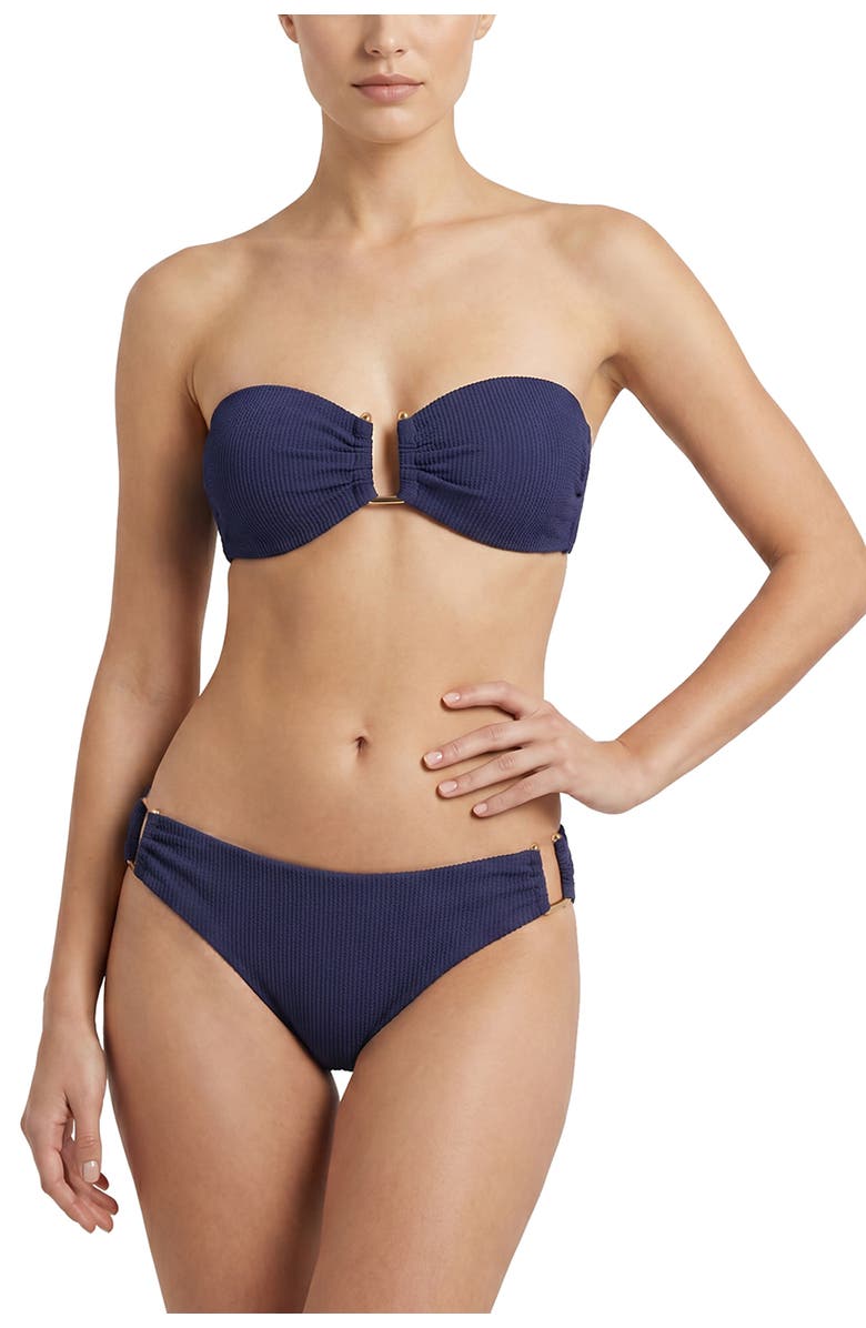 Change of Scenery Gina U-Bar Bandeau Bikini Top, Alternate, color, Navy Texture