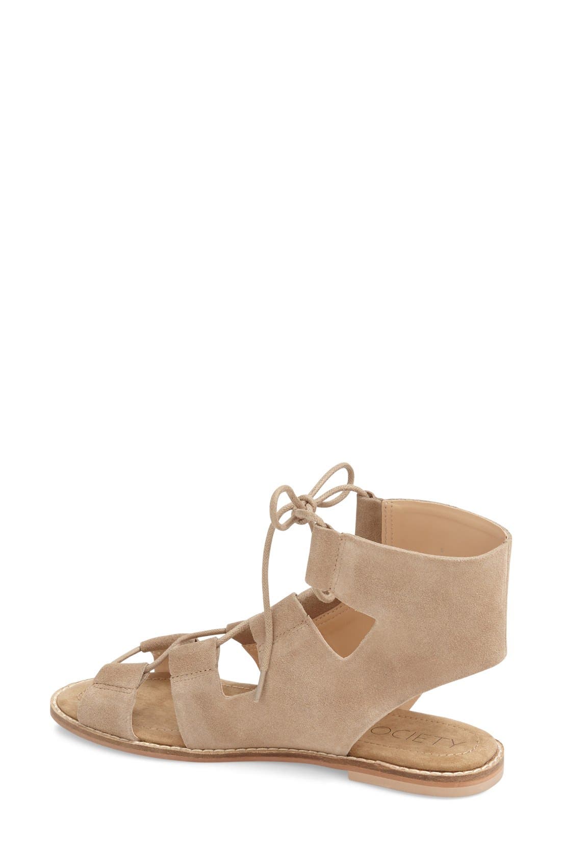 'Cady' Lace-Up Flat Sandal, Alternate, color, SAND SUEDE