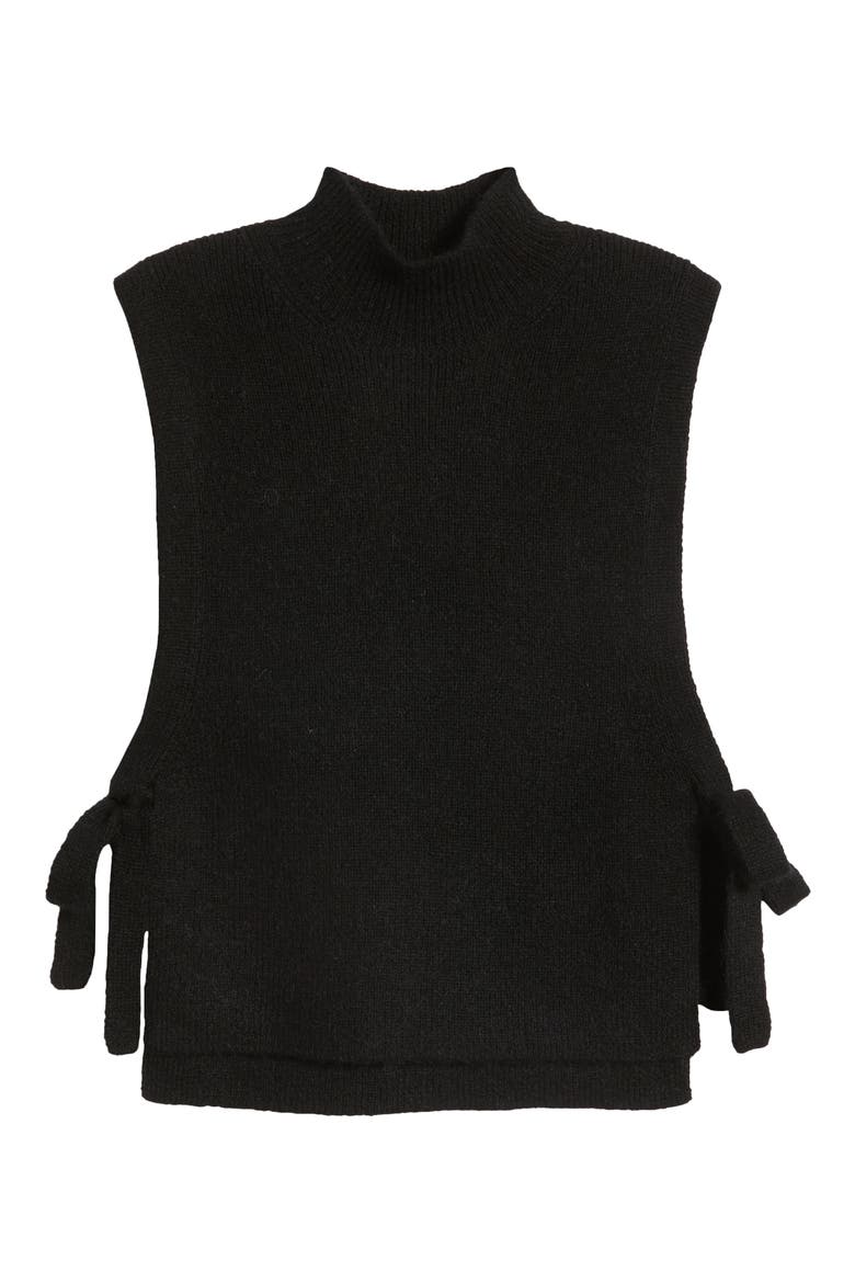 Wool & Mohair Side Tie Bib Vest, Alternate, color, BLACK DARK
