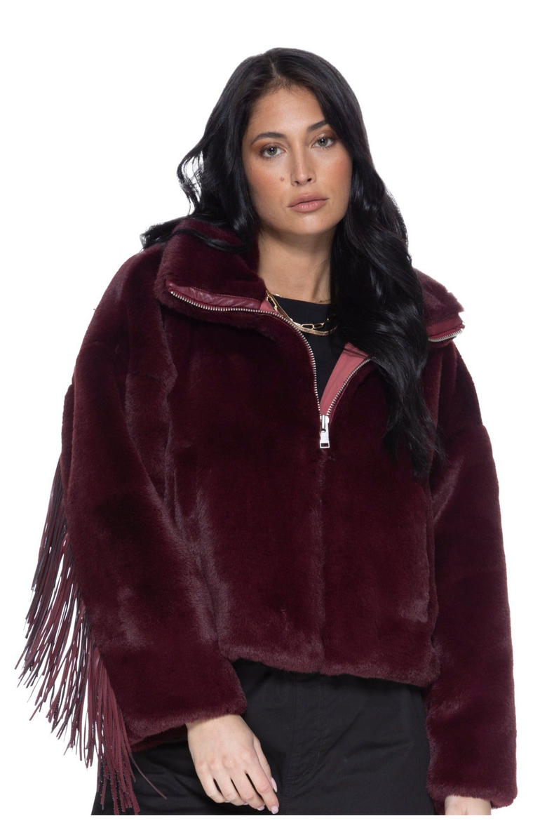Dancing In The Moonlight Fringe Jacket, Main, color, Merlot