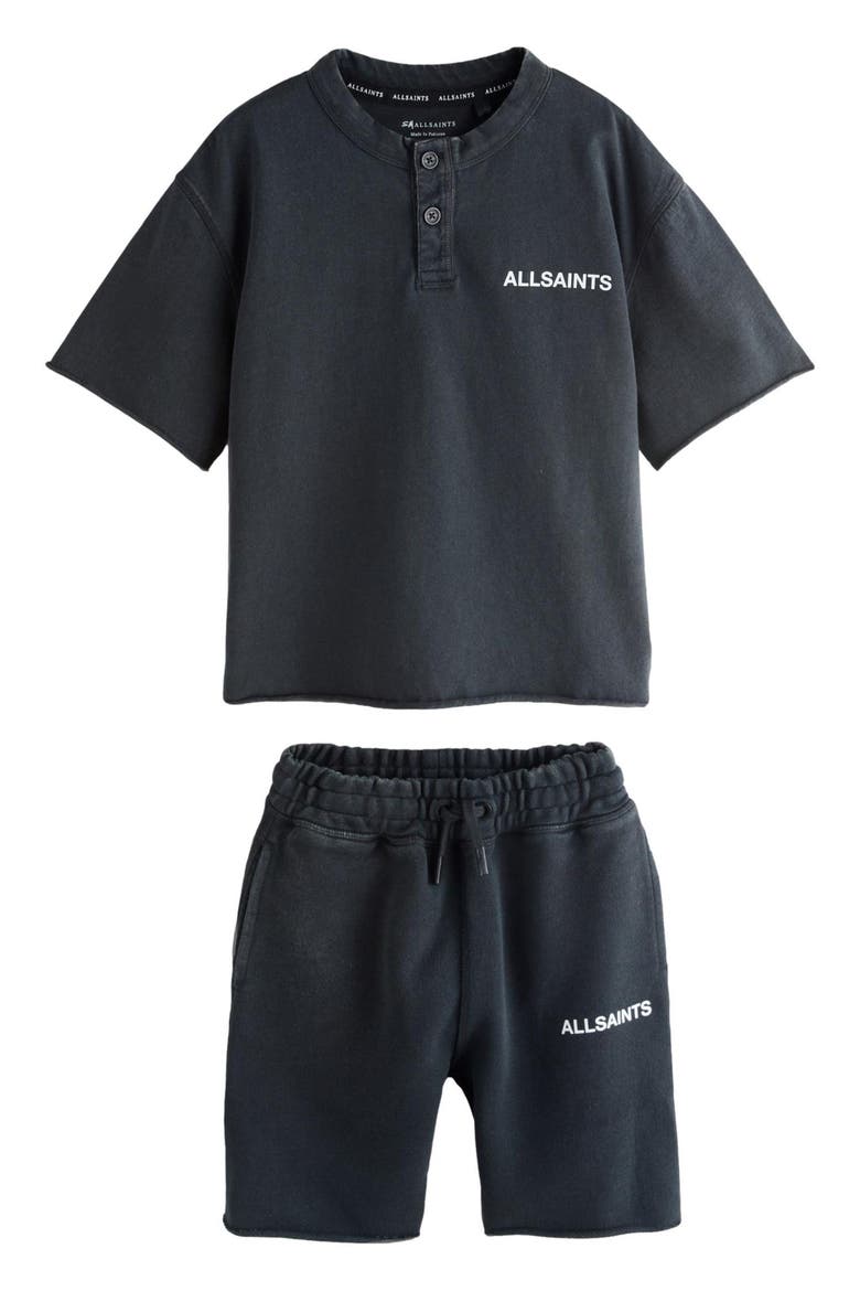 Kids' Washed Henley Tee & Shorts Set, Main, color, BLACK