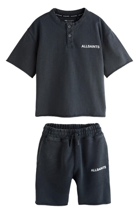 Kids' Washed Henley Tee & Shorts Set