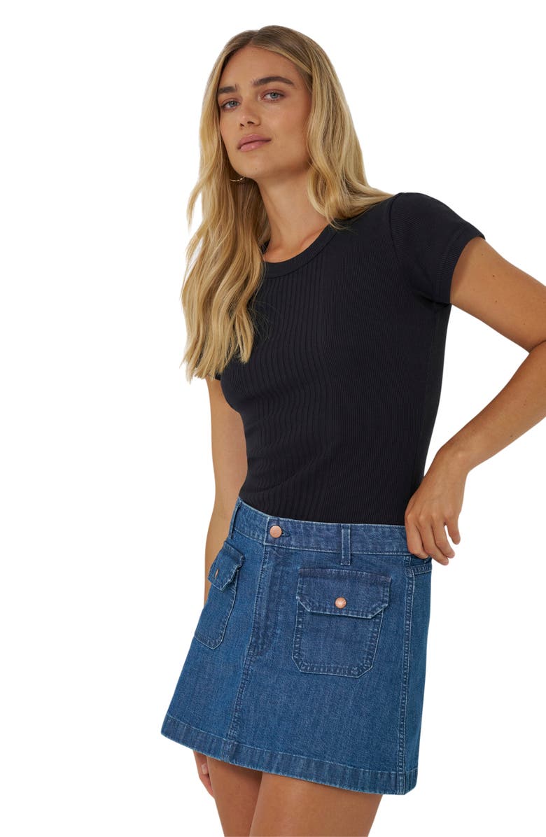 Wrangler Western Patch Pocket Denim Miniskirt, Alternate, color, 