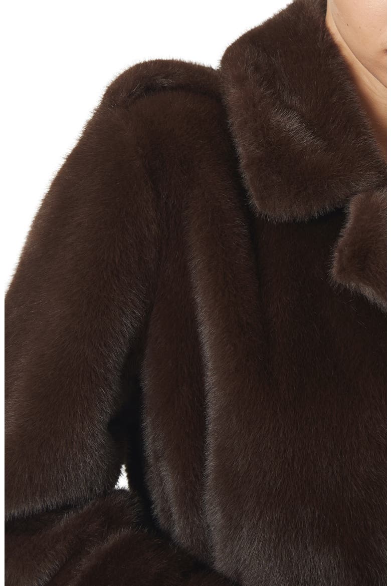 Cate Belted Faux Fur Coat, Alternate, color, CHOCOLATE BROWN