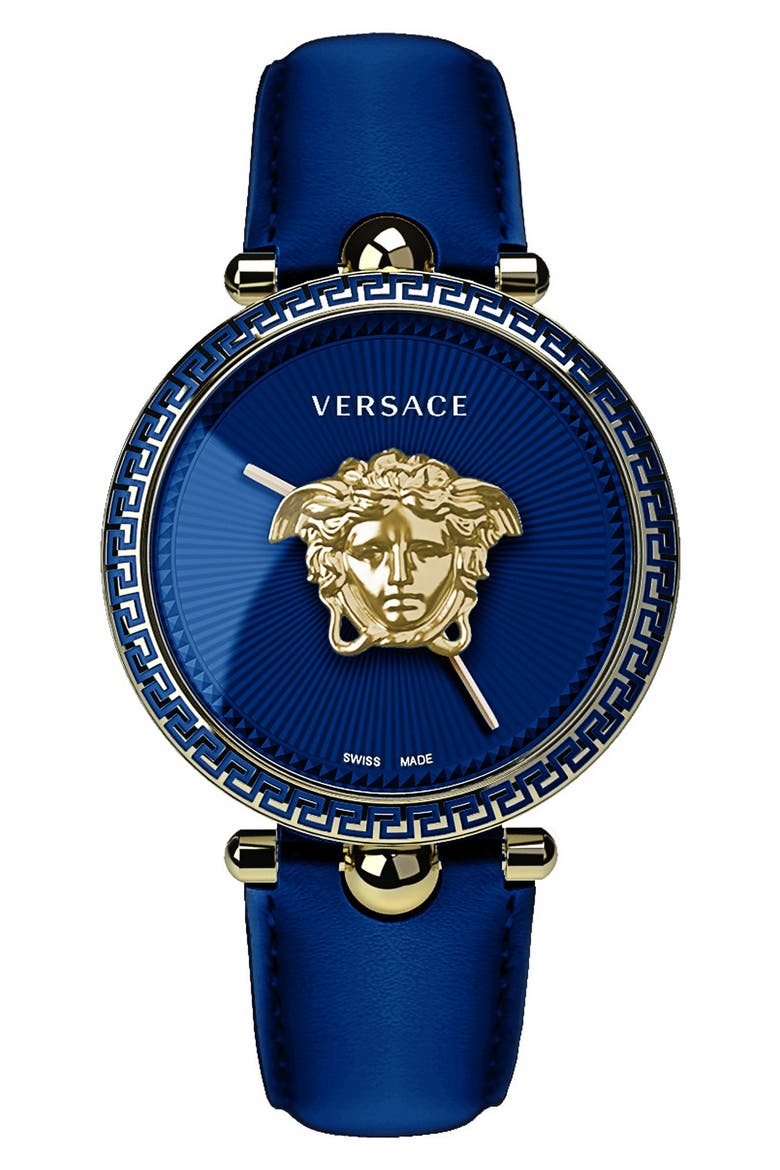 Palazzo Empire Leather Strap Watch, 39mm, Main, color, GOLD