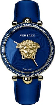 Versace Palazzo Empire Leather Strap Watch, 39mm