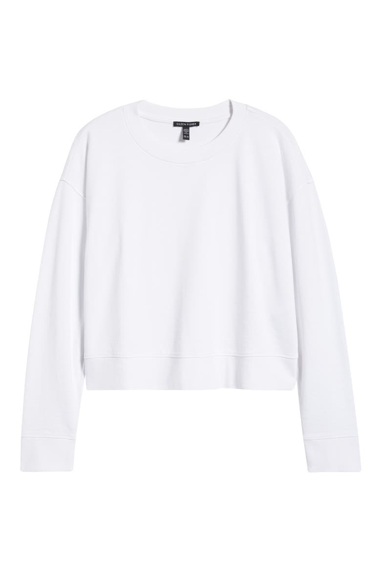 Organic Cotton Crop Sweatshirt, Alternate, color, WHITE