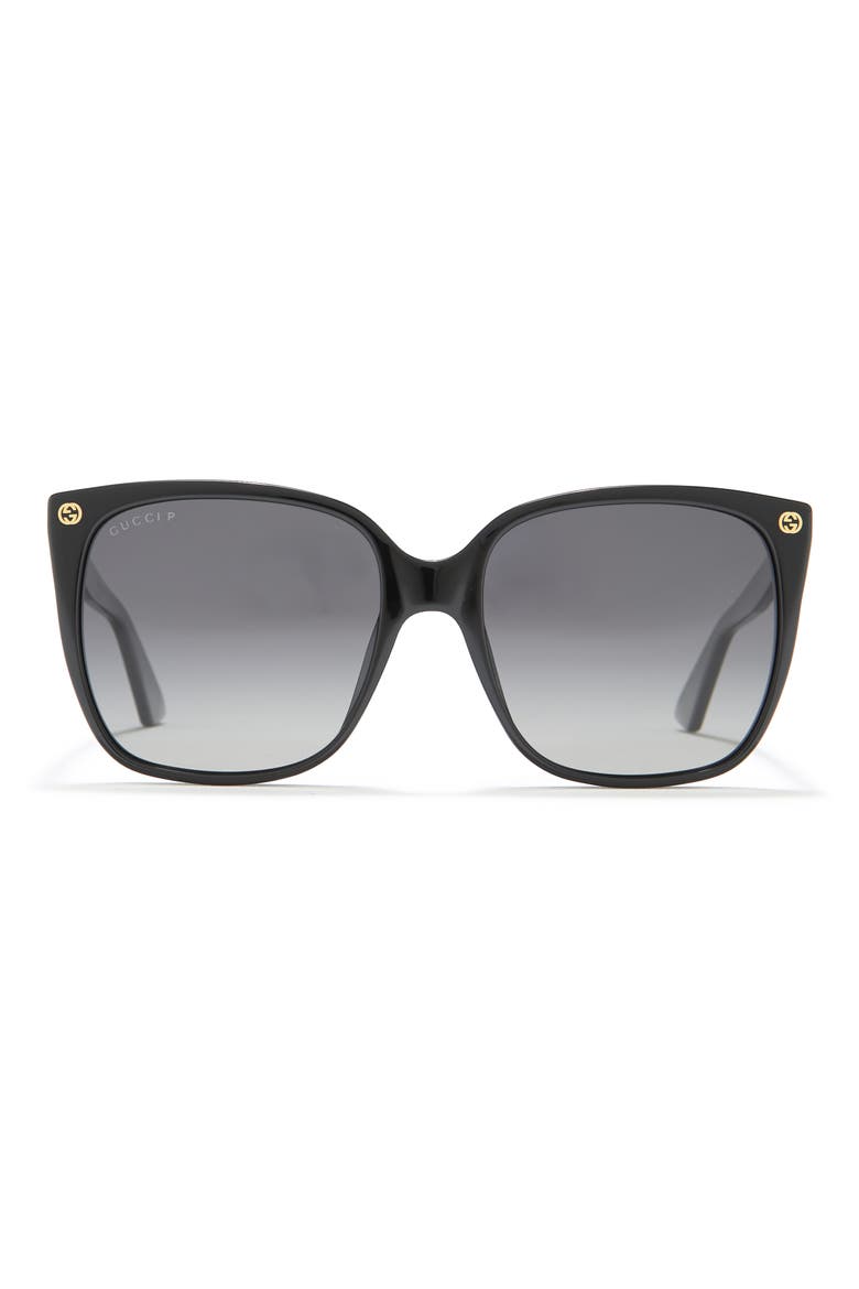 57mm Cat Eye Sunglasses, Main, color, BLACK BLACK GREY