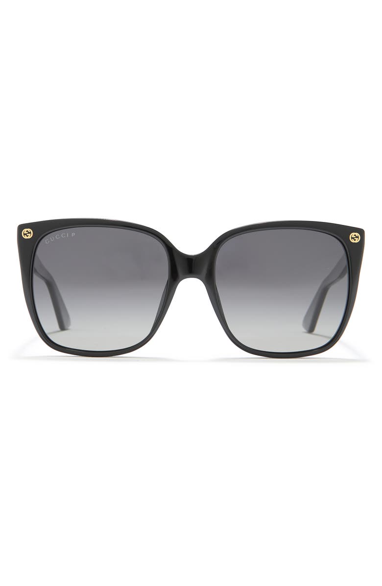 Gucci 57mm Cat Eye Sunglasses, Main, color, Black Black Grey