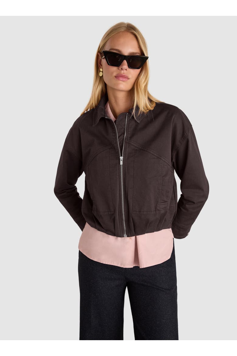 Esme Organic cotton Bomber Jacket, Main, color, Dark Chocolate
