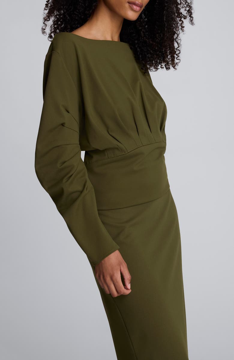 Kenneth Cole Sculpted Boat Neck Long Sleeve Top, Alternate, color, Olive Green