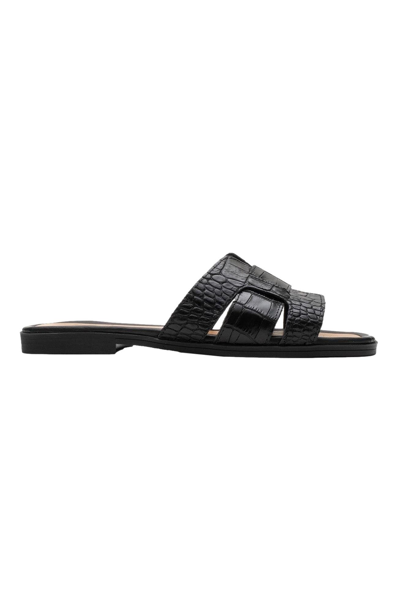 Forever & Always Shoes Notre Leather Slide Sandal, Alternate, color, Black Leather