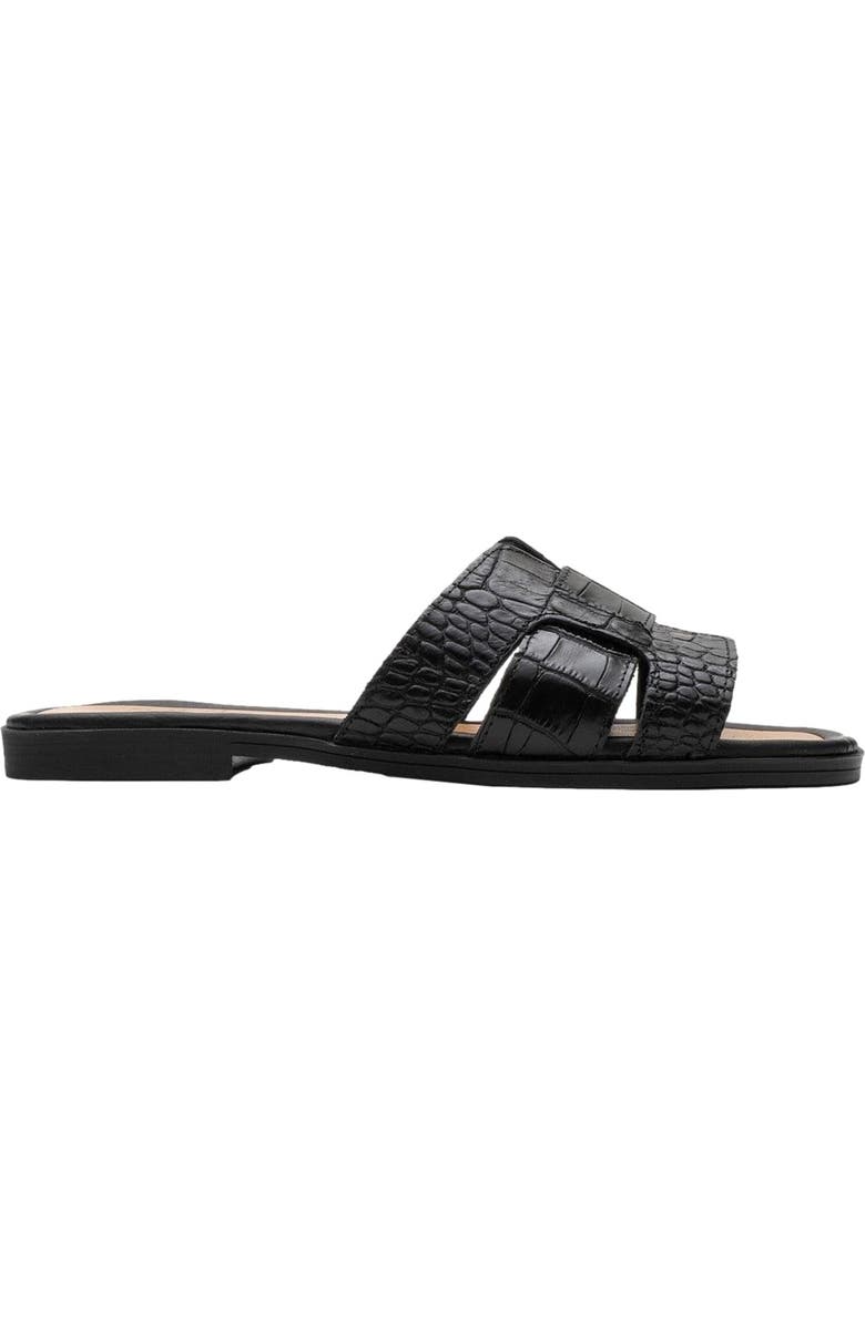 Forever & Always Shoes Notre Leather Slide Sandal, Alternate, color, Black Leather
