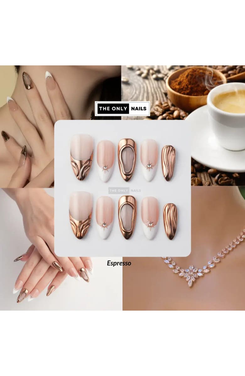 The Only Nails Espresso - Nail Set, Alternate, color, Brown, Gold