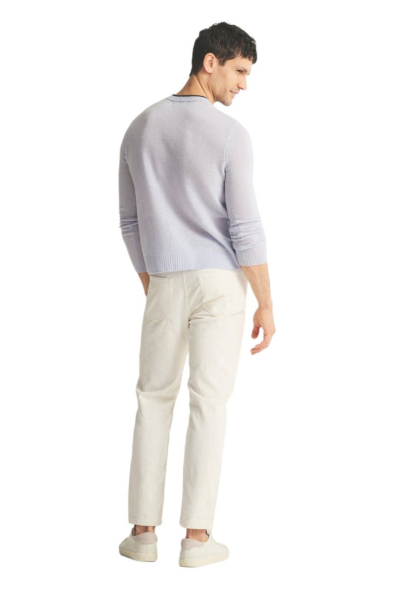 Lightweight Cashmere Contrast Trim Crewneck Sweater, Alternate, color, Ice Blue