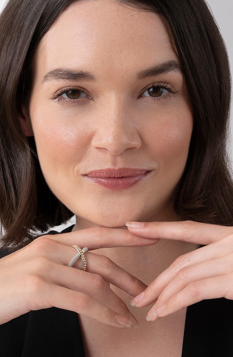 LAGOS KSL Caviar Crossover Ring, Alternate, color, Silver/ Gold