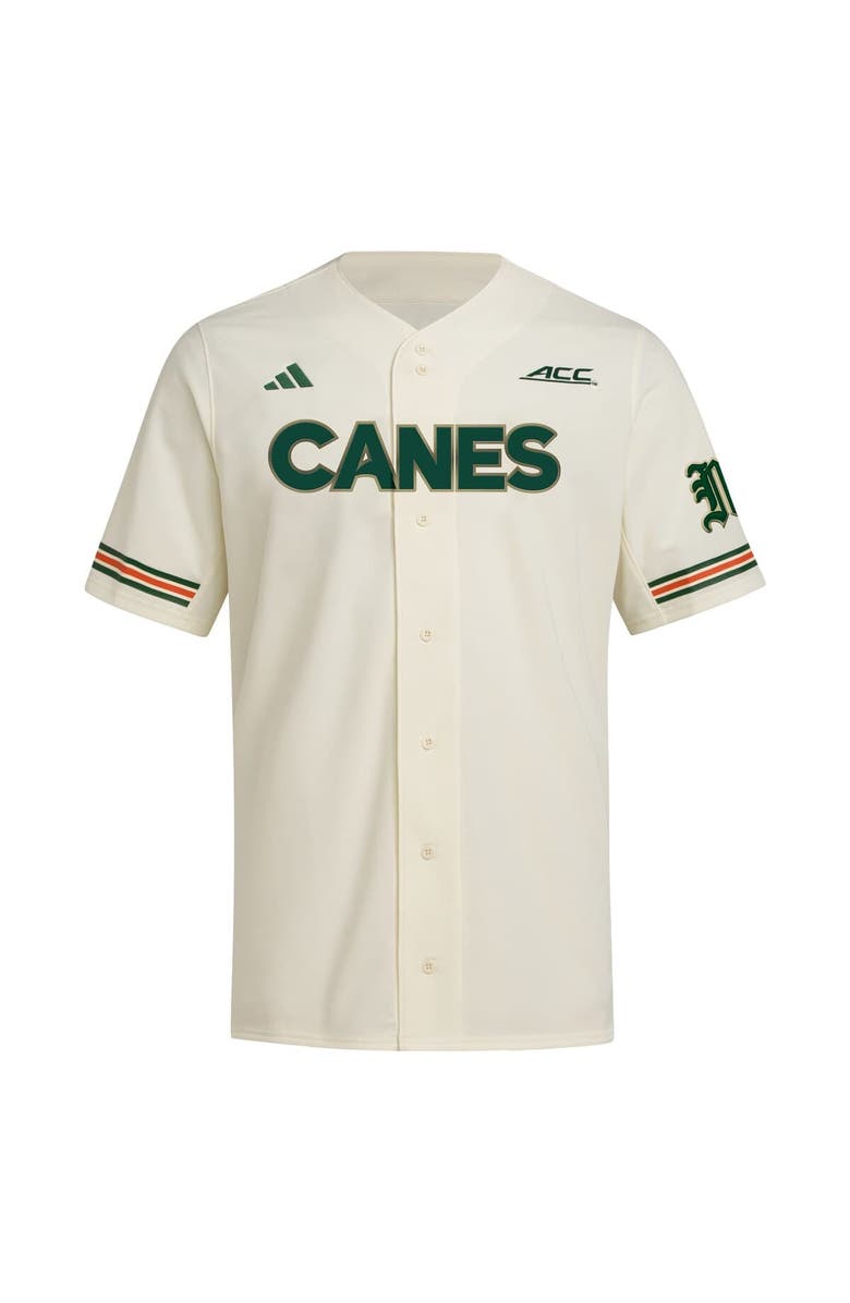 adidas Men's adidas Cream Miami Hurricanes Replica Baseball Jersey, Alternate, color, Cream