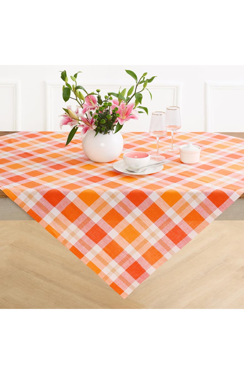 Solino Home Linen Table Throw - Fall Buffalo Check, 52" x 52" Inch, Alternate, color, Pumpkin
