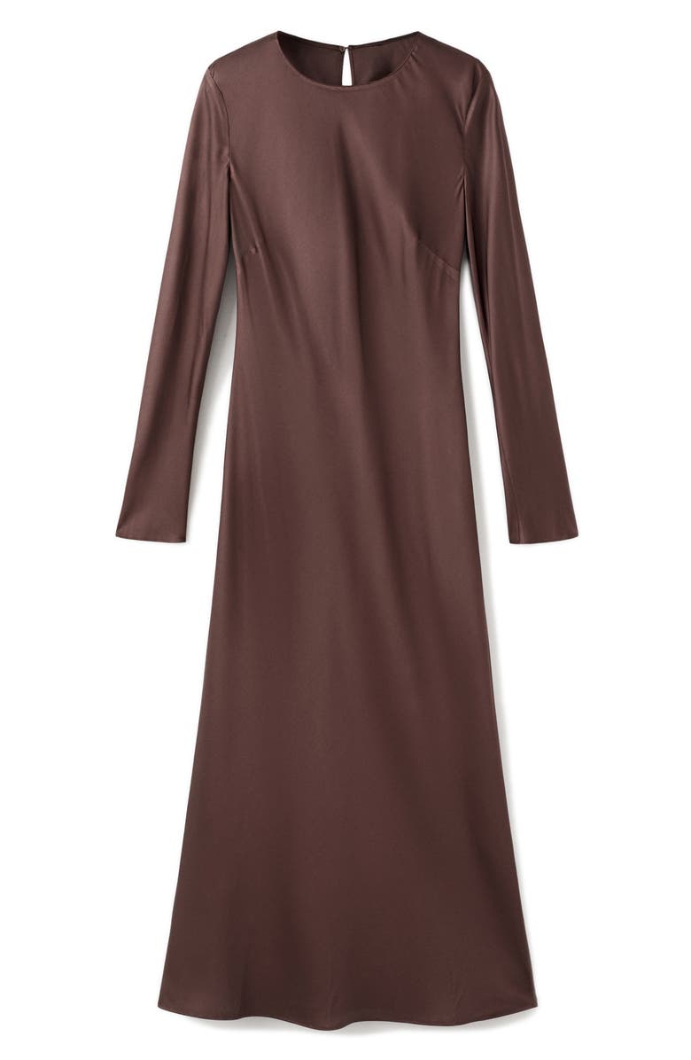 MANGO Long Sleeve Satin Midi Dress, Alternate, color, 