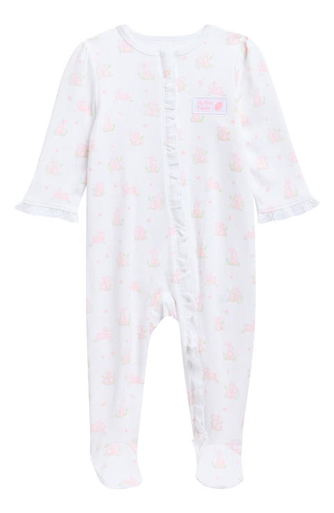 My First Easter Bunny Print Footie & Hat Set (Baby)