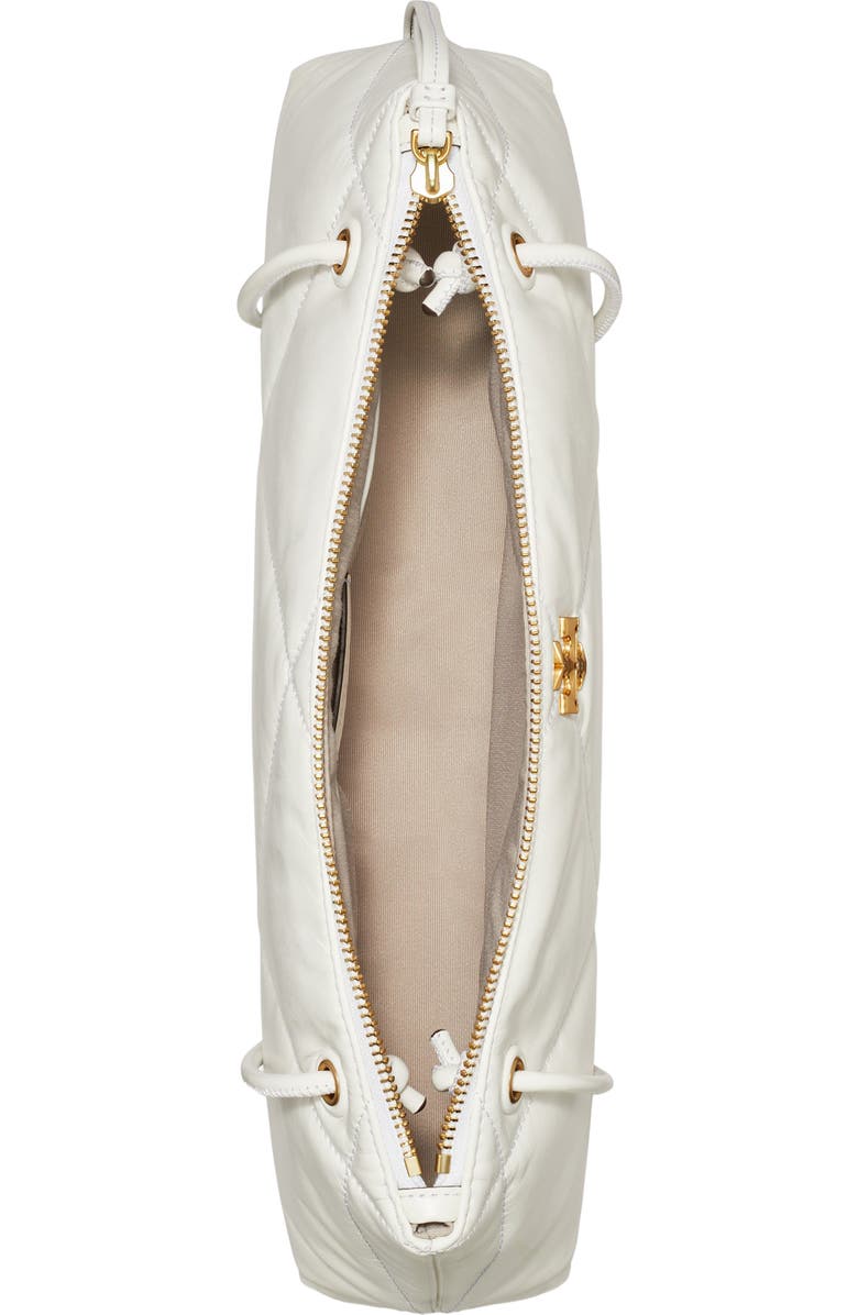 Tory Burch Kira Diamond Quilted East/West Leather Shoulder Bag, Alternate, color, Blanc