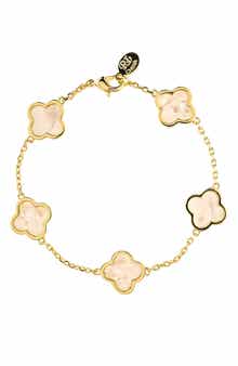 RIVKA FRIEDMAN 18K Gold Plated Clover Station Bracelet