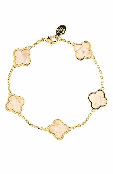 RIVKA FRIEDMAN 18K Gold Plated Clover Station Bracelet