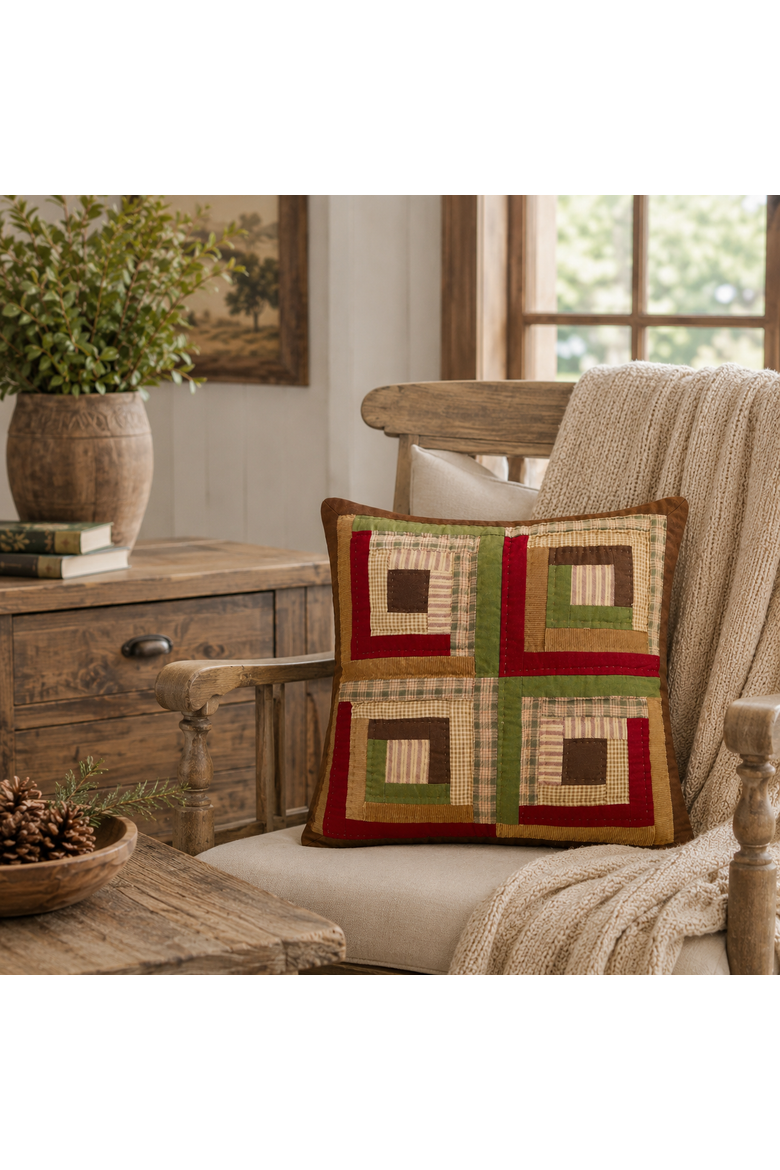 Oak Ridge Pine Quilted Accent Throw Pillow 18" x 18", Alternate, color, Red