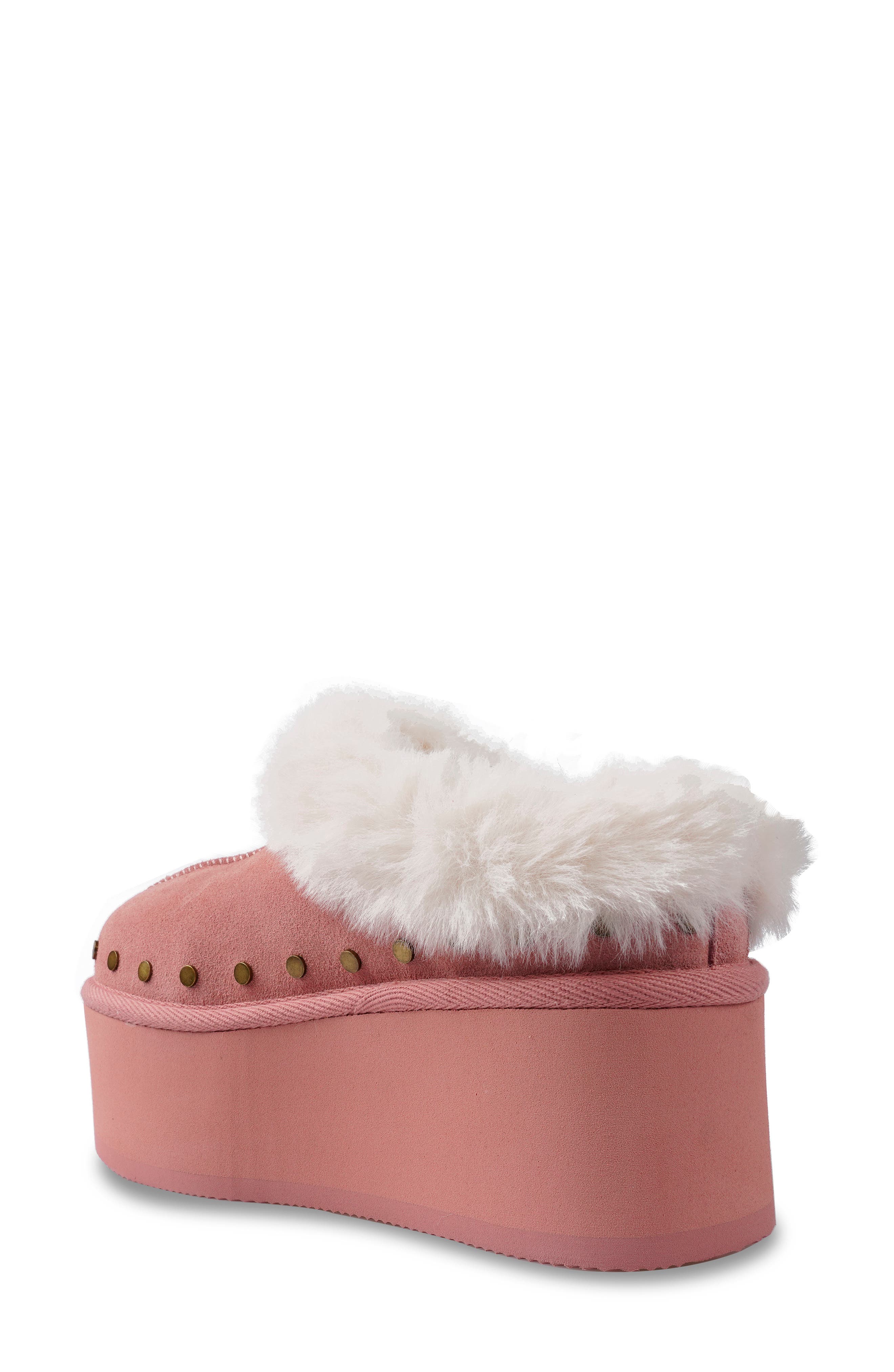 Sabi Faux Fur Platform Clog, Alternate, color, RED