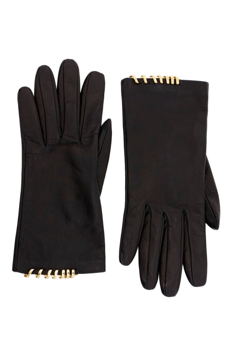 Lanvin Melodie Leather Gloves By Lanvin, Main, color, Black