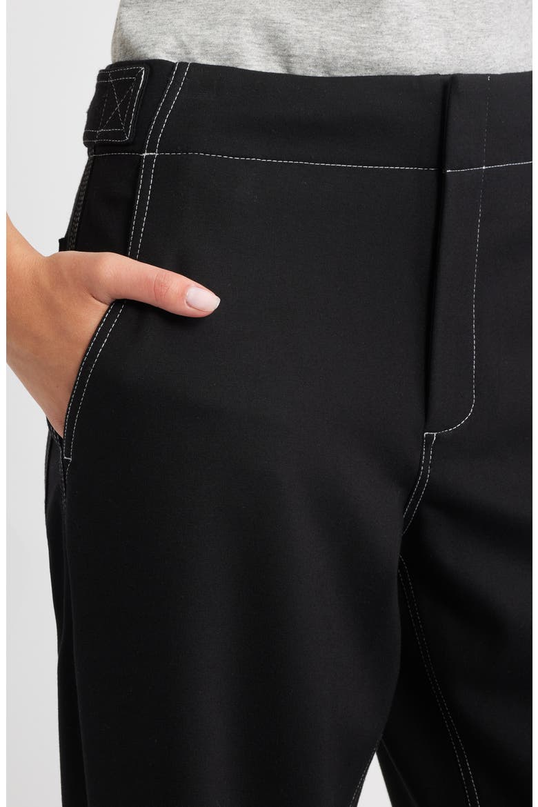 Irina Contrast Stitch Straight Leg Ponte Pants, Alternate, color, BLACK