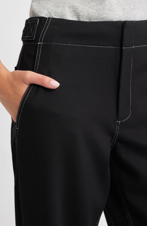 Rag & Bone Irina Contrast Stitch Straight Leg Ponte Pants In Black