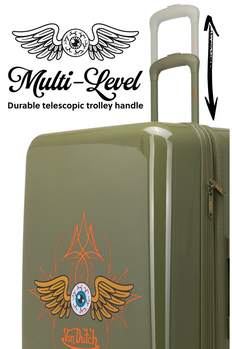 Kustom Kulture 3-Piece Expandable Hardside Spinner Luggage Set, Alternate, color, Olive Eyeflight