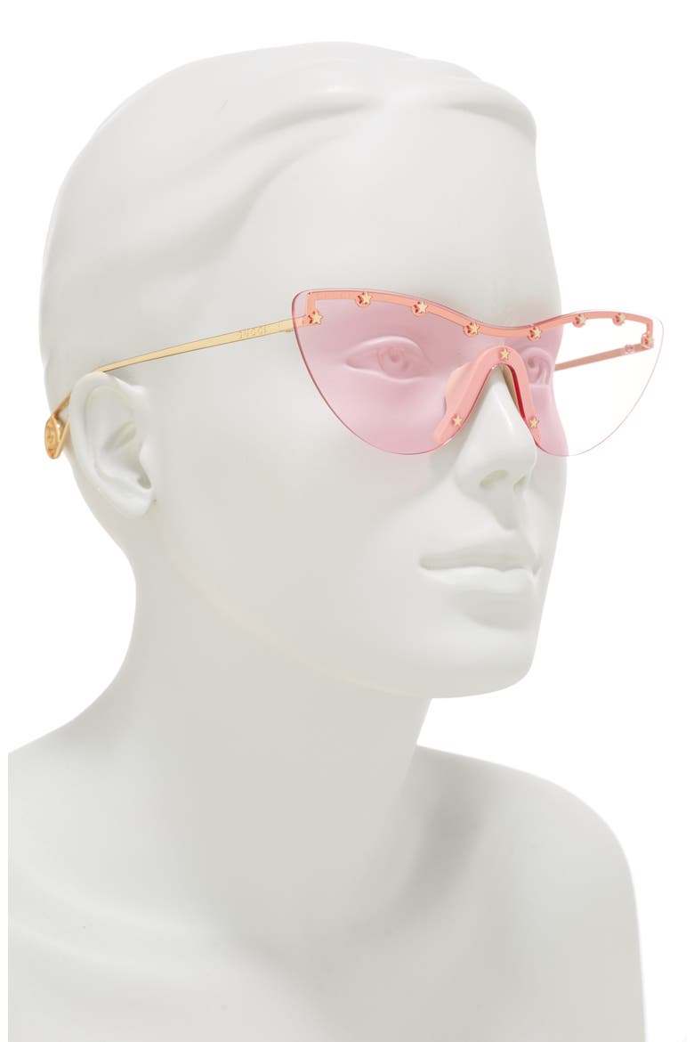 99mm Rimless Cat Eye Sunglasses, Alternate, color, GOLD GOLD PINK/ PNK