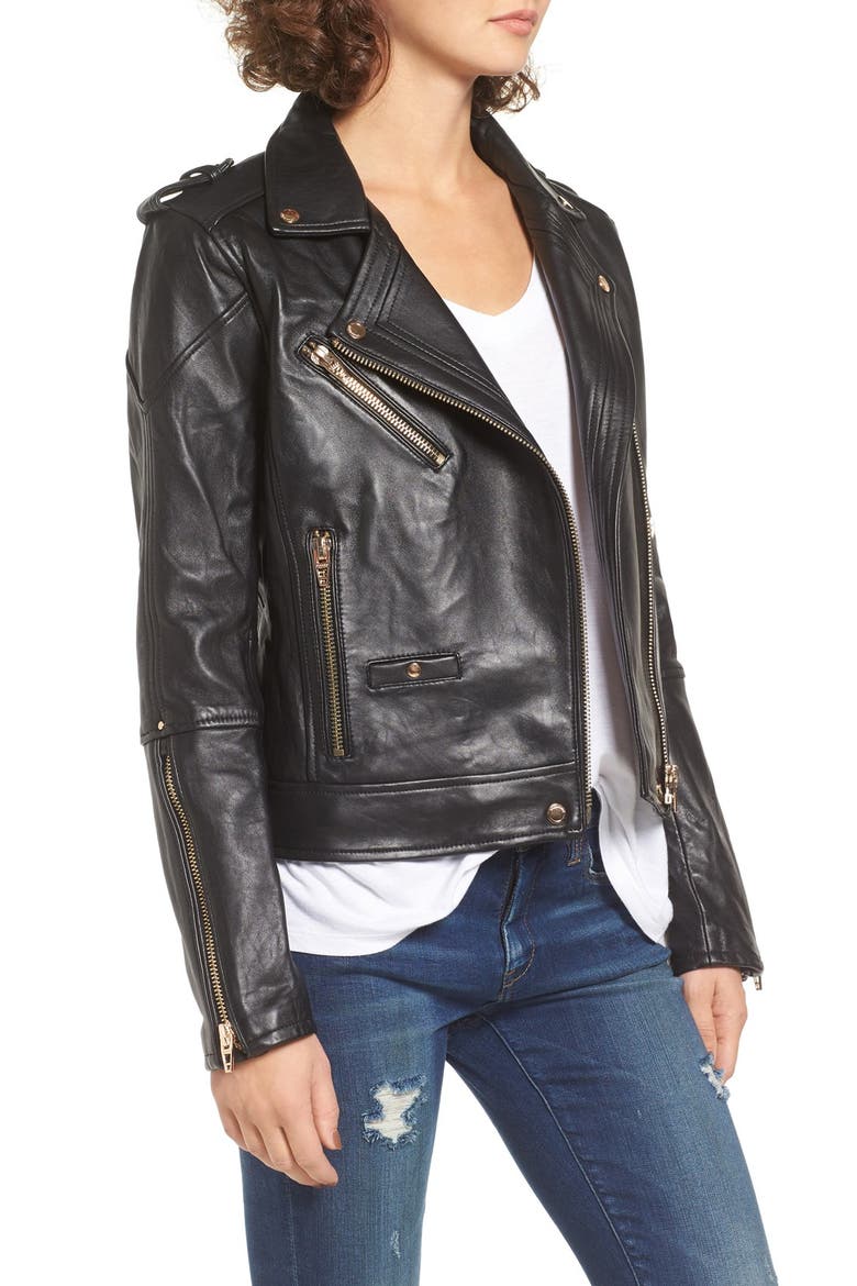 Leather Moto Jacket, Alternate, color, THE ONE