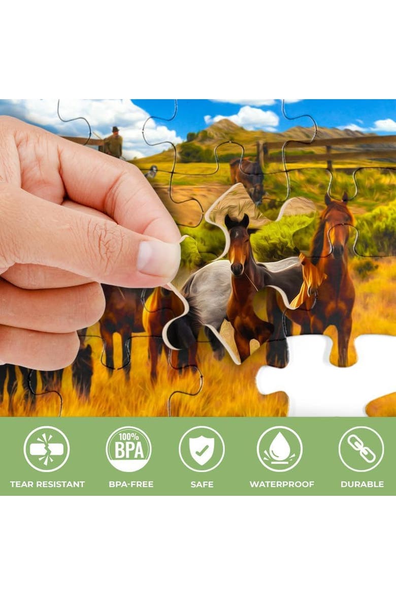 Dementia Puzzle Set for Adults - Large Piece Jigsaw Puzzles for Seniors, Alternate, color, Horses, dogs and cars