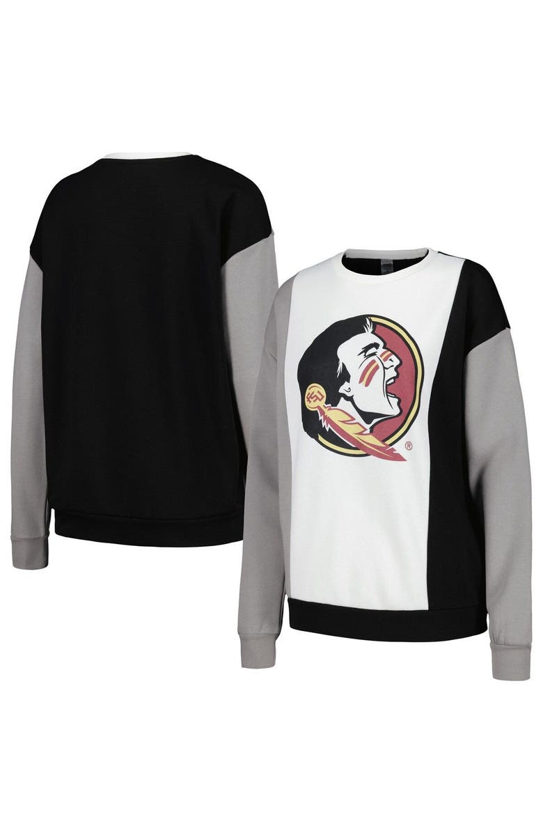 GAMEDAY COUTURE Women's Gameday Couture White/Black Florida State Seminoles Vertical Color-Block Pullover Sweatshirt, Main, color, 