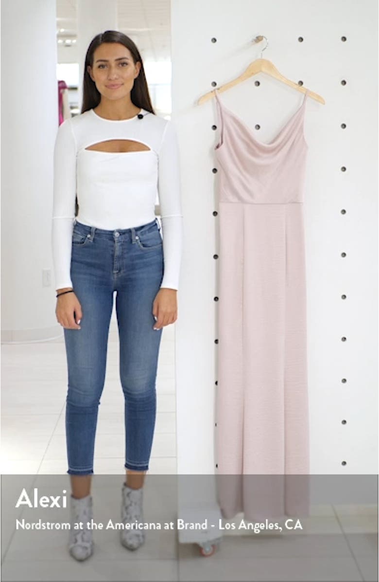 Sima Cowl Neck Satin Trumpet Gown, sales video thumbnail