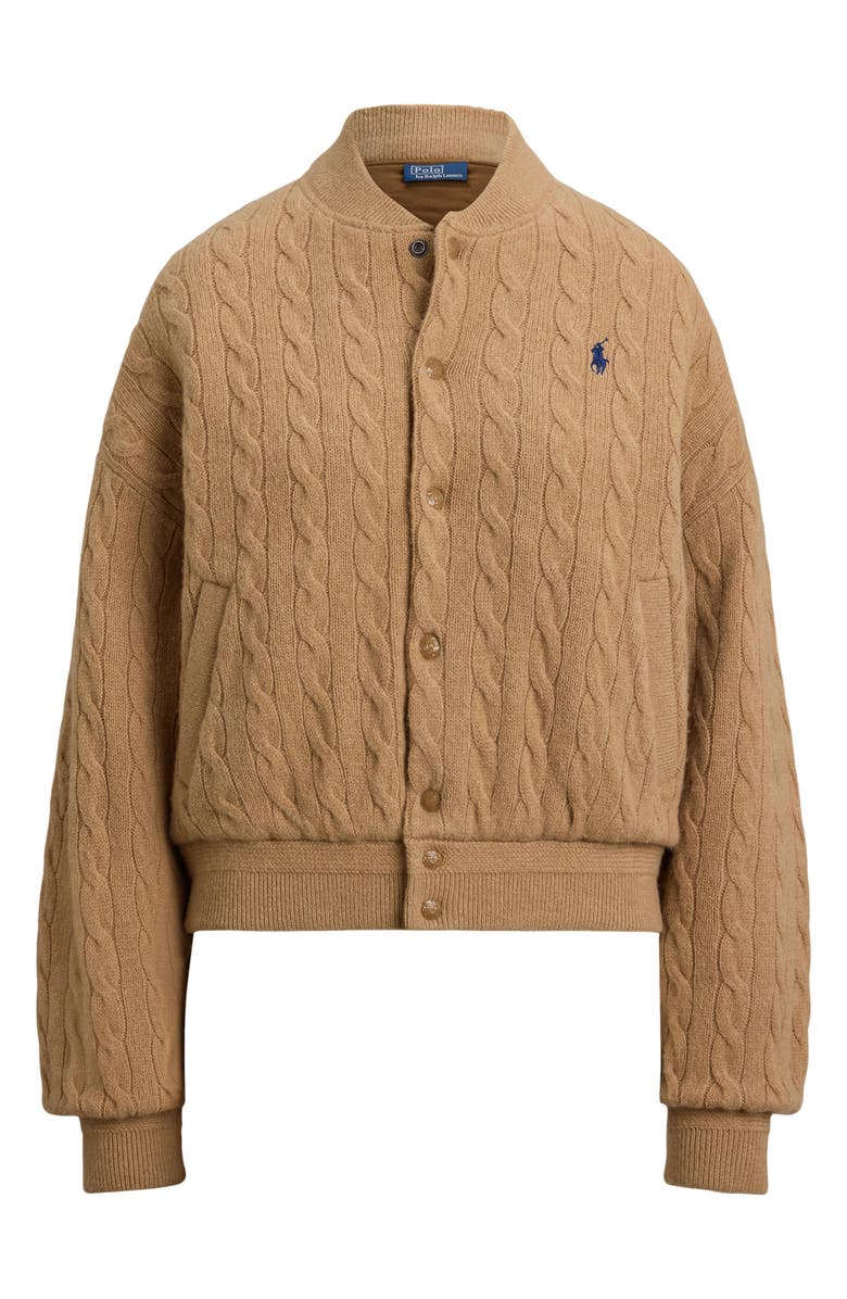 Polo Ralph Lauren Cable Stitch Wool & Cashmere Sweater Bomber, Alternate, color,