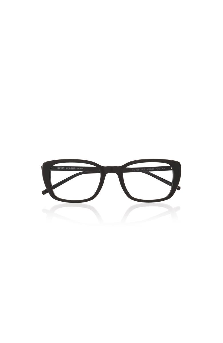 Saint Laurent 49mm Rectangle optical glasses, Alternate, color, Black