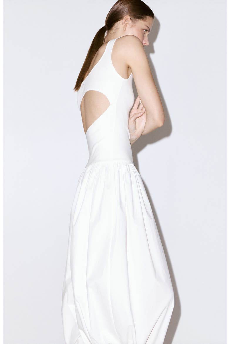 Flared Cotton Midi Dress, Alternate, color, WHITE